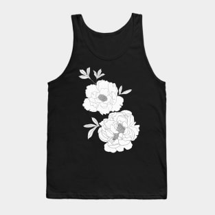 Black Peony Pattern Tank Top